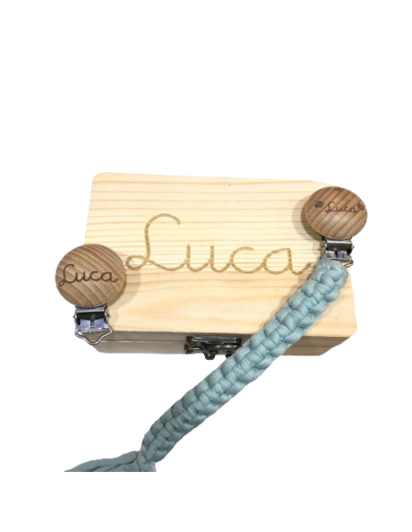 PORTA CHUPETE Y CAJA PERSONALIZADOS