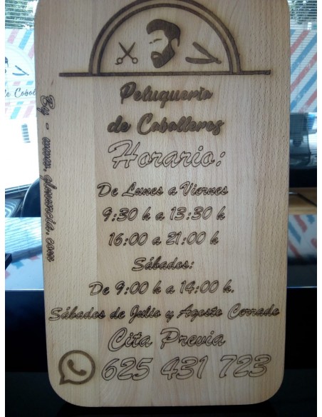 HORARIO EN TABLA DE MADERA 42x30cm