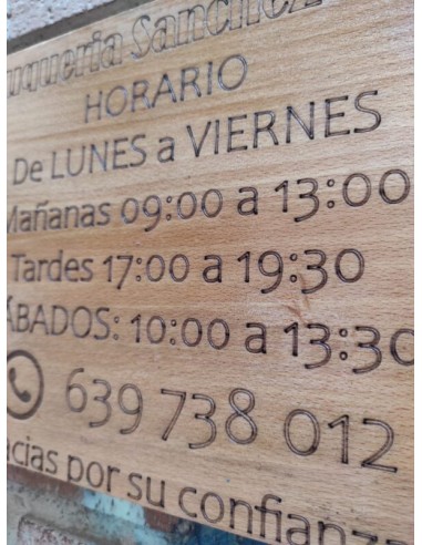 HORARIO EN TABLA DE MADERA 42x30cm