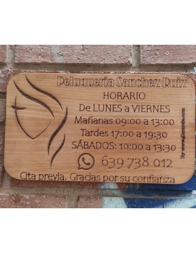 HORARIO EN TABLA DE MADERA 38x22cm