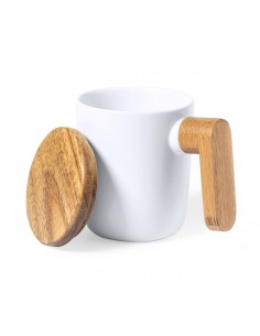 TAZA MADERA NATURAL GRABADA...