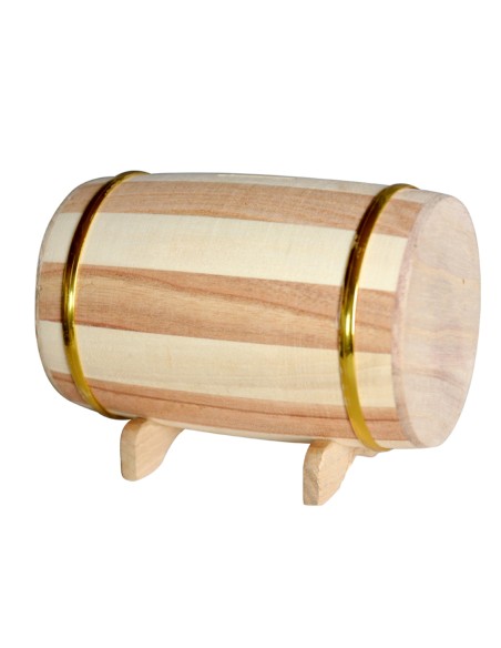 HUCHA GRABADA DE MADERA DE BARRIL 16*9.5*11CM